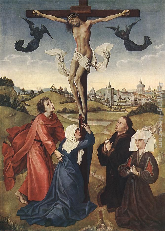 Crucifixion Triptych central panel painting - Rogier van der Weyden Crucifixion Triptych central panel art painting